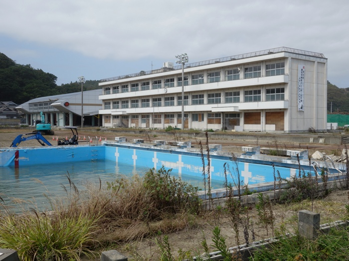 被災したいわき市立豊間中学校