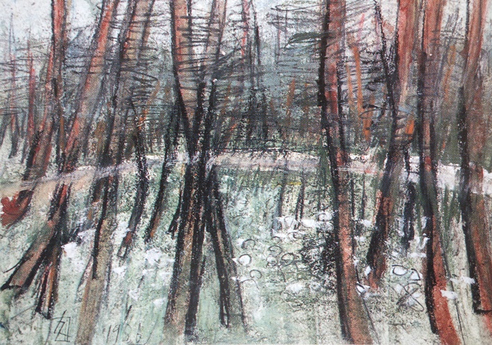 須田剋太『海辺の森(Ｂ)』