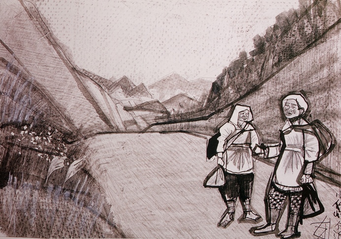 須田剋太『小仏峠付近』