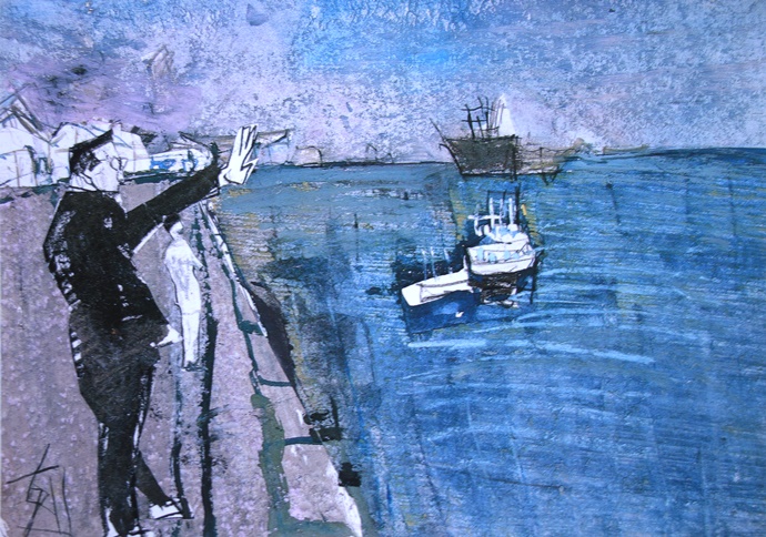 須田剋太『横浜港(Ｂ)』