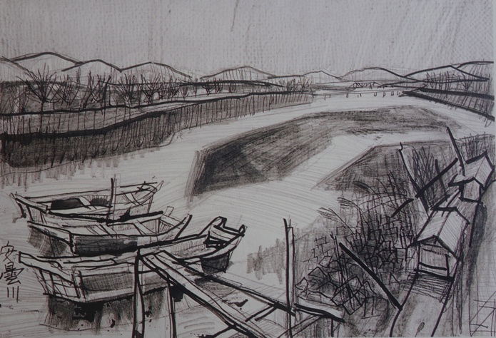 須田剋太『安曇川』