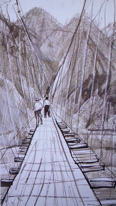 須田剋太『十津川谷瀬の橋(Ａ)』