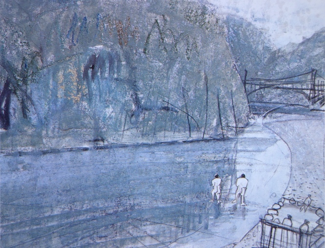 須田剋太『川原温泉』