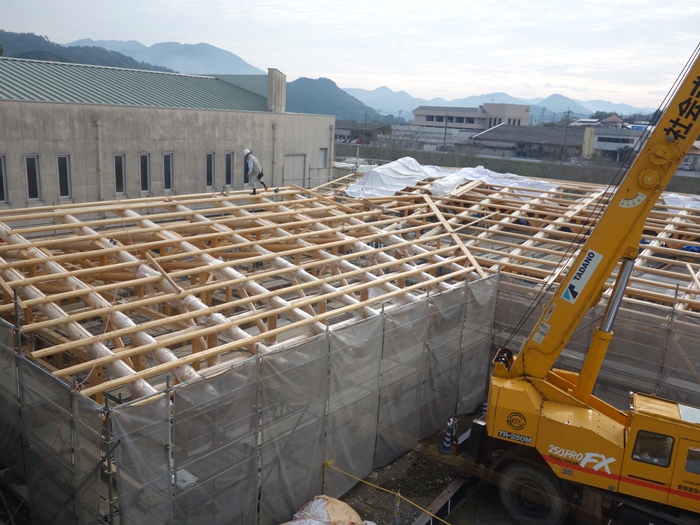 鬼北町新庁舎の工事