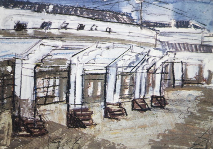 須田剋太『脇町図書館(Ａ)』